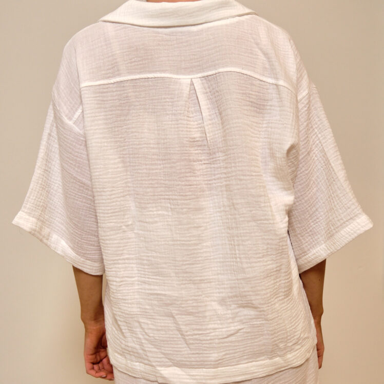 Cotone Collection short sleeve top in milk - view from back of short sleeve top in milk