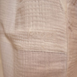 Cotone Collection Robe in Milk - Beautiful Milk colour Robe - Close up view with Cotone Sleepwear Logo