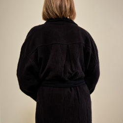 Back View of Robe in Black - Beautiful Robe in Black - Luxury Sleepwear from Cotone