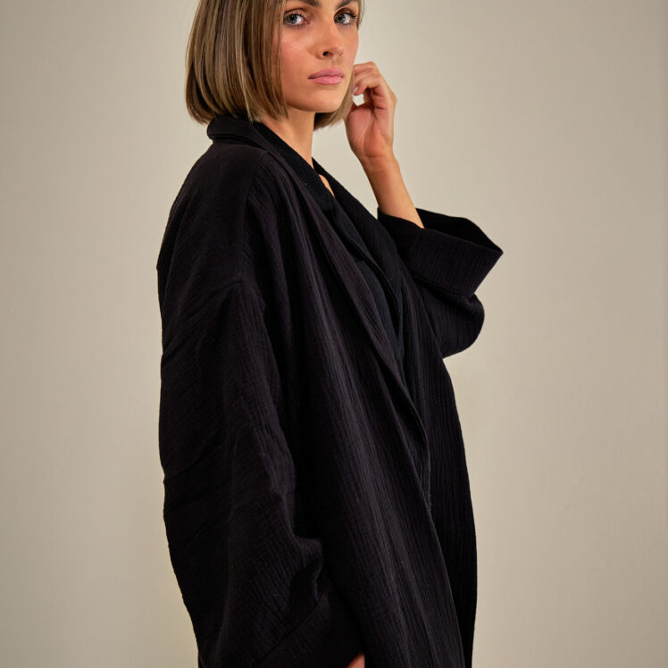 Cotone Collection Robe in Black - Luxury Sleepwear from Cotone