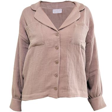 Slider Taupe Long Sleeve Top - Cotone Collection
